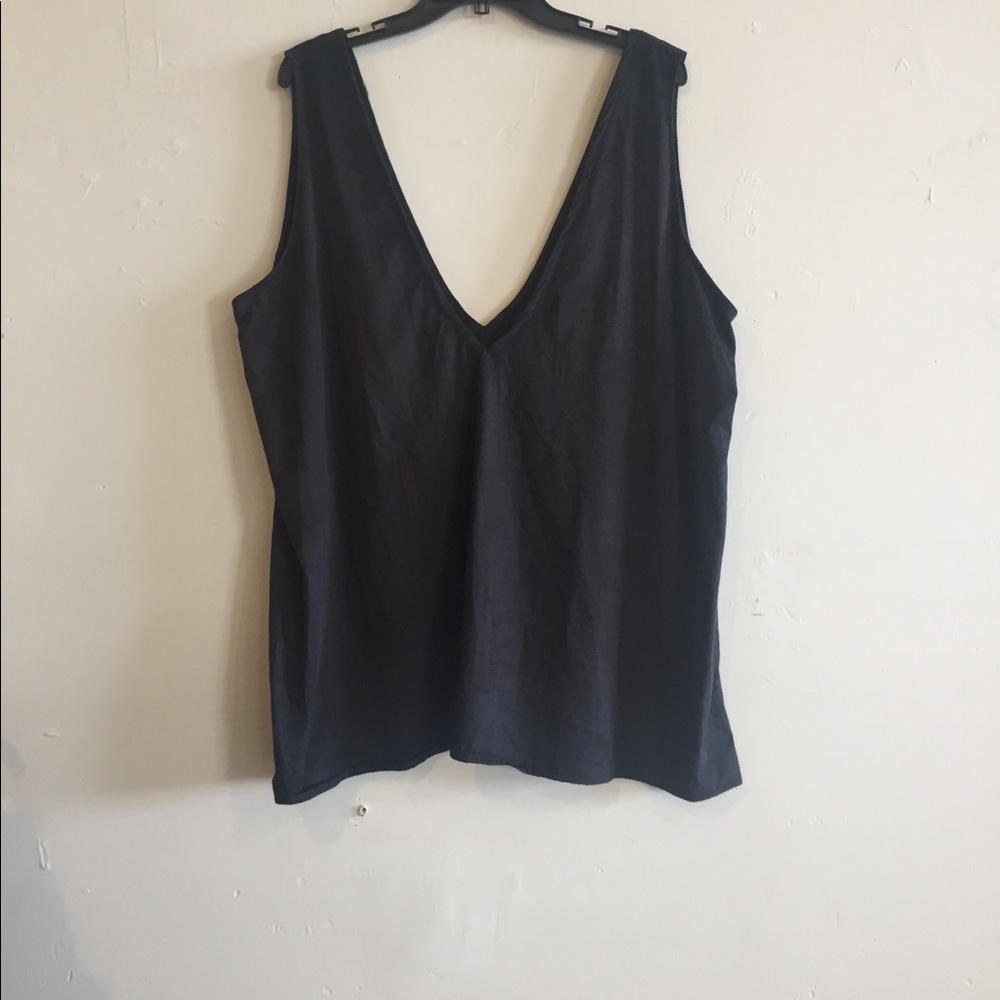 Suede black low cut tank top