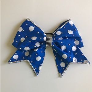Blue and White Polka Dot Cheer Bow