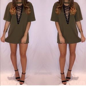 Olive green tshirt dress