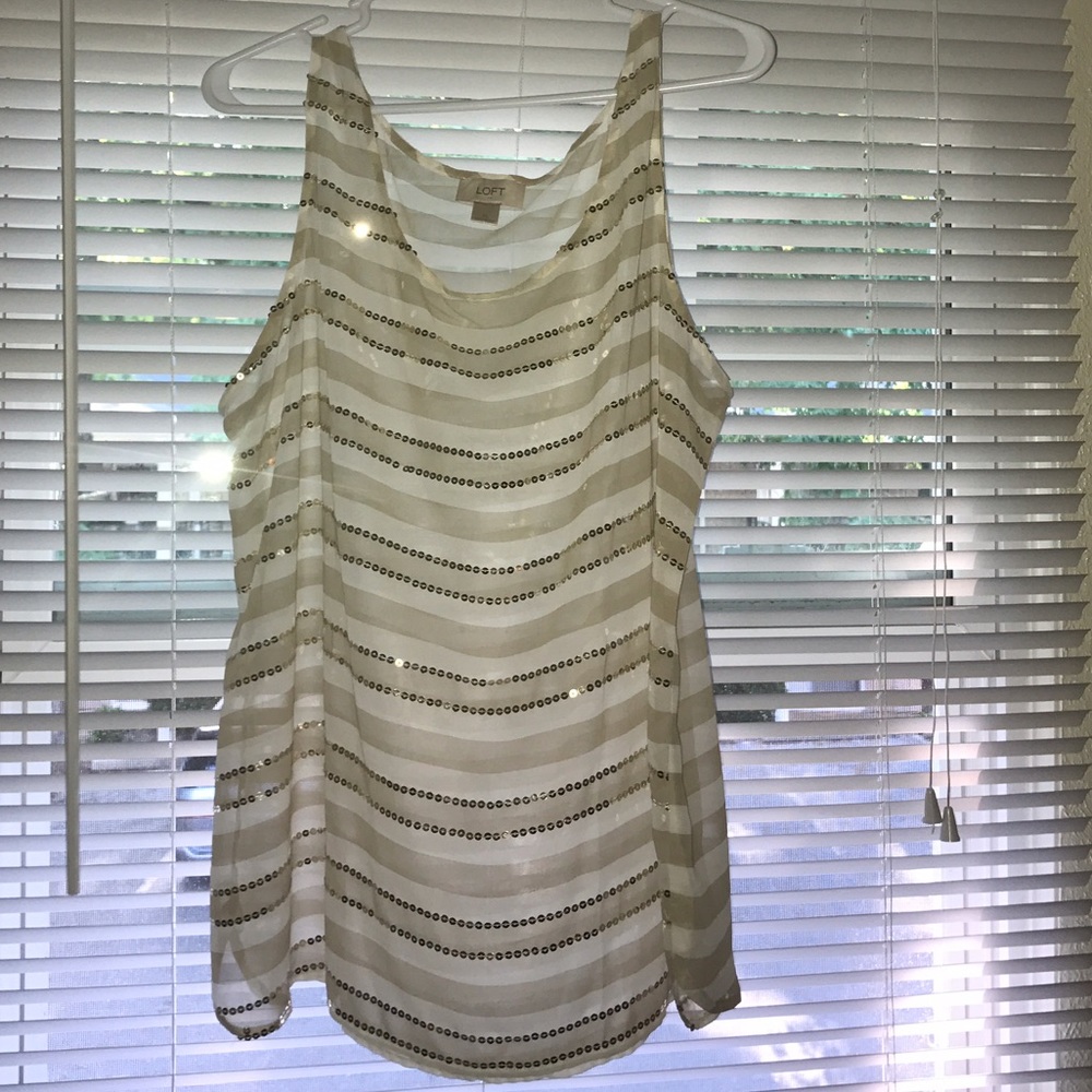 Beige and white sparkle tank