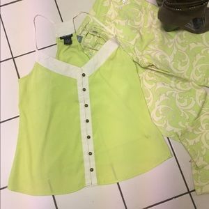 Beautiful chartreuse/cream top racer back buttons