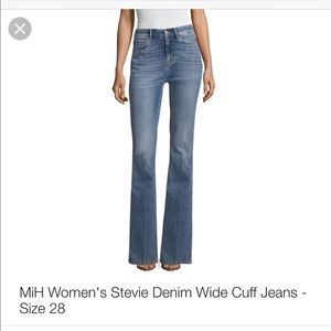 MiH Stevie Denim Wide Cuff Jeans NWT Size 28