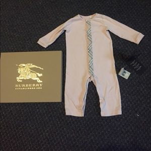 Burberry check trim cotton jumpsuit