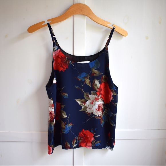 Vintage Navy Rose Floral Camisole Cq House🌹 - Picture 2 of 6