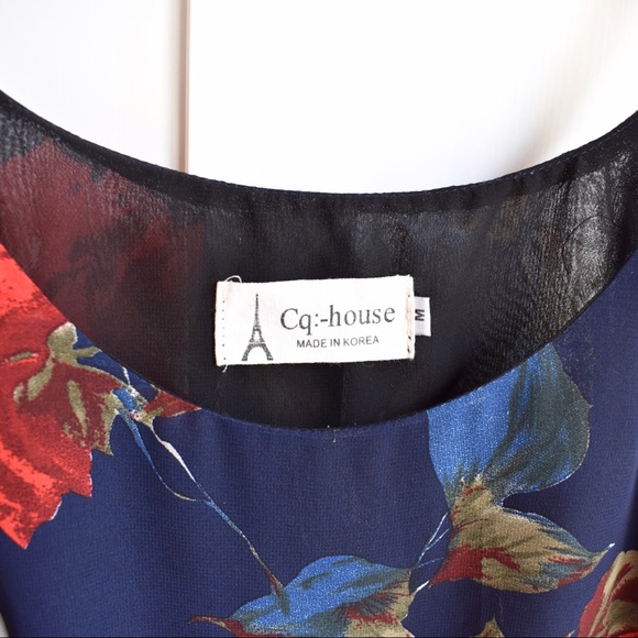 Vintage Navy Rose Floral Camisole Cq House🌹 - Picture 5 of 6