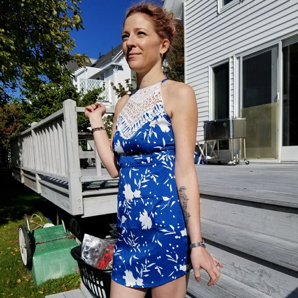 Crochet Cross Back Mini Dress - Picture 3 of 7