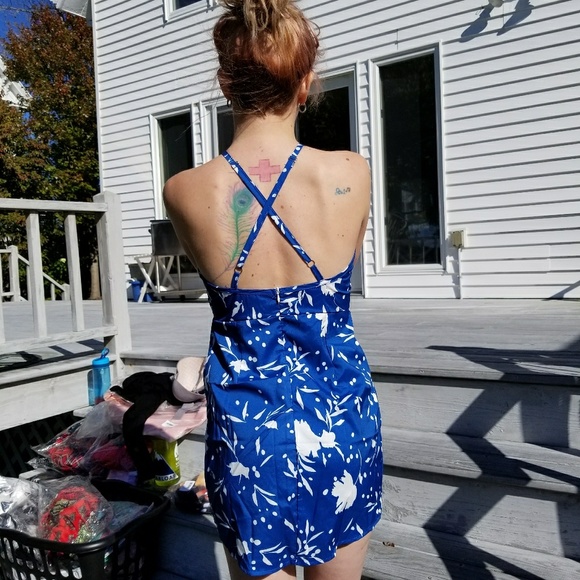 Crochet Cross Back Mini Dress - Picture 4 of 7