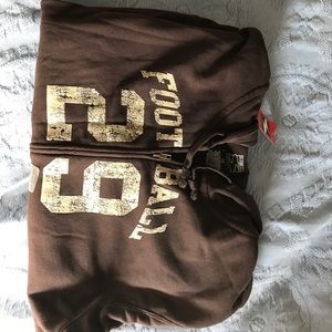 Long sleeved men's size large hooded sweatshirt