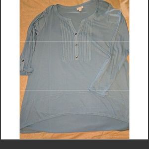 j.jill *NWOT* Blue Smocked High/Low T-shirt Large
