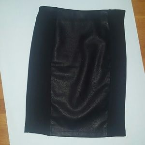 Faux Leather Panel Skirt