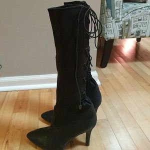 BCBG Erin black knee high lace up boots size 8.5