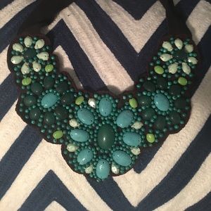Stella & Dot Suede Beaded Bib Necklace