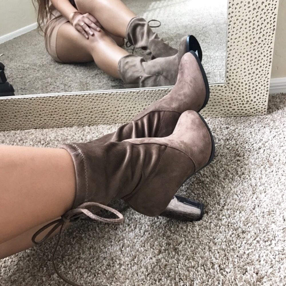 Catherine Malandrino Taupe Suede Boots - Picture 8 of 8