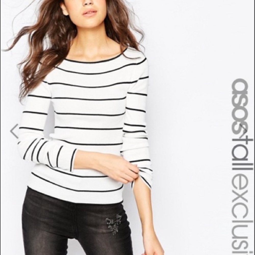 ASOS TALL Sweater In Stripe With Boat Neck
