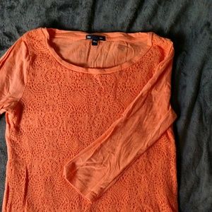 Peach Lace 3/4 Tee