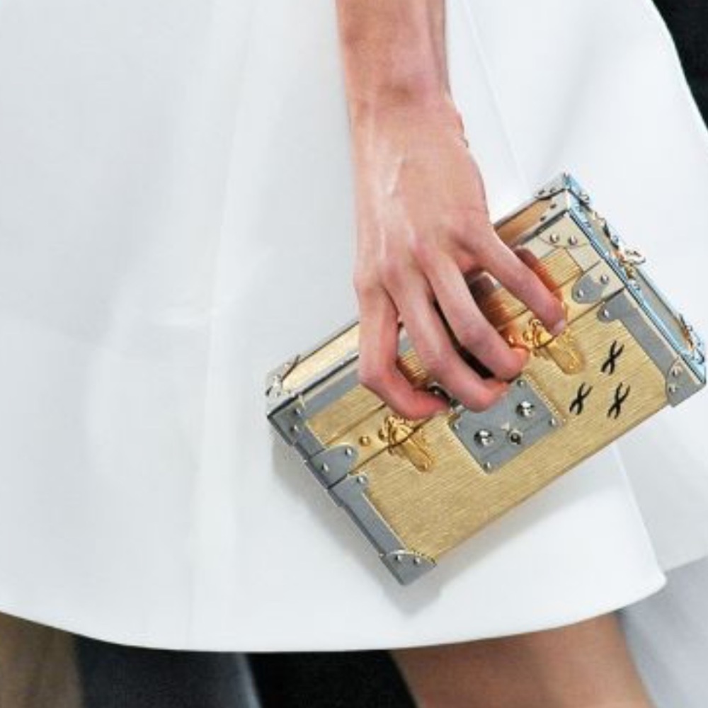 LOUIS VUITTON petite malle gold&silver