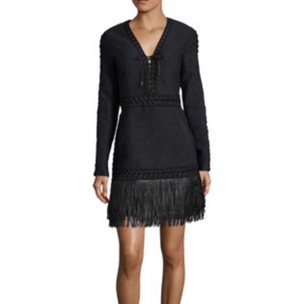 BCBG Kayden Faux Leather Trim Cocktail Dress