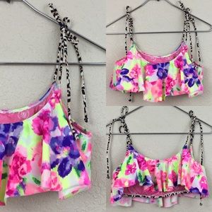 Victoria's Secret pink floral flounce bikini top Victoria's Secret pink floral flounce bikini top
