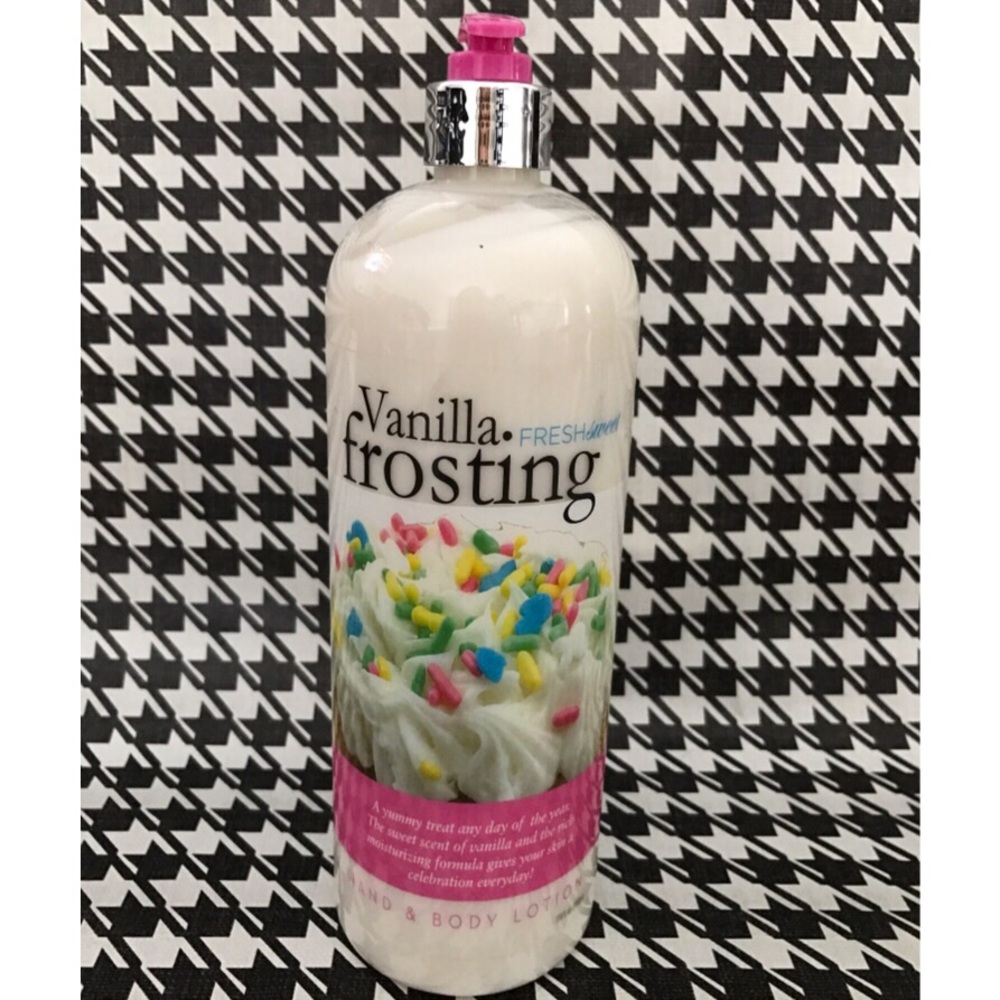Giant bottle of vanilla frosting lotion