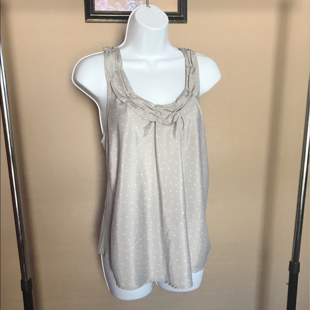 Elle Gray Polka Dot Racerback Blouse