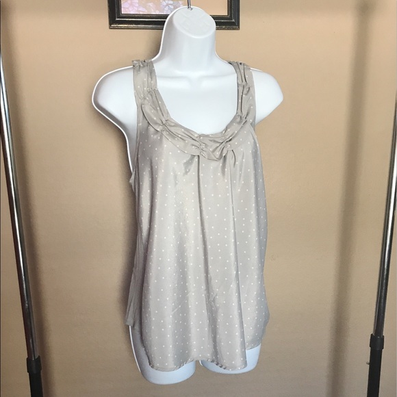 Elle Gray Polka Dot Racerback Blouse - Picture 1 of 6