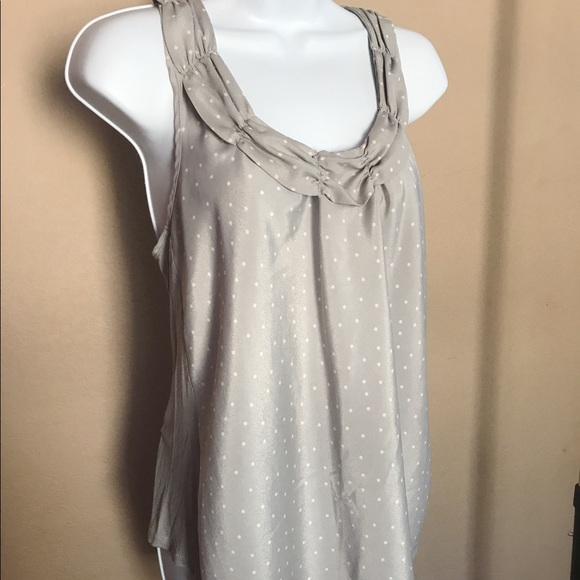 Elle Gray Polka Dot Racerback Blouse - Picture 2 of 6