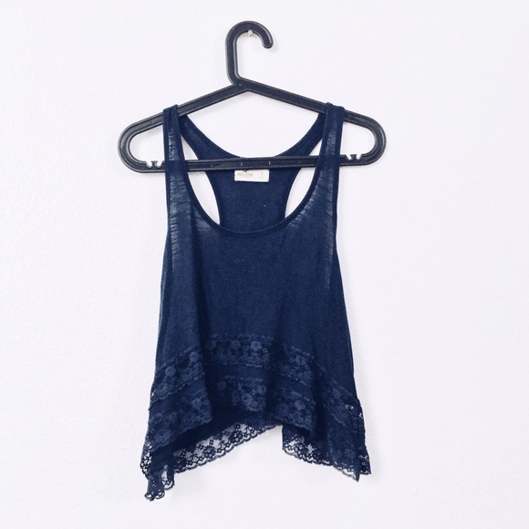 Hollister Tops - navy blue lace tank 💗