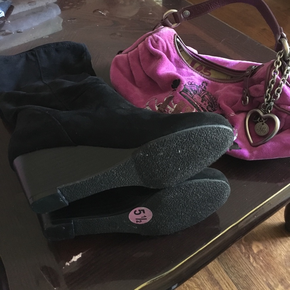 Black boots and small juicy couture bag bundle