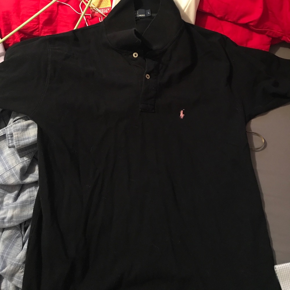 Black polo with pink pony