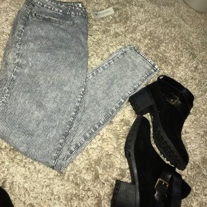 DE collection navy striped skinny jeans