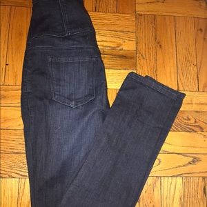 Blue straight leg high waisted jeans