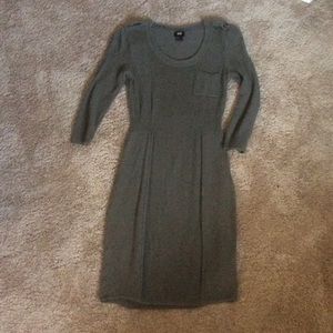 Green knit bodycon dress with long sleeves