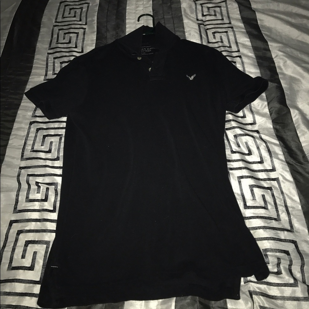 American Eagle black athletic fit polo