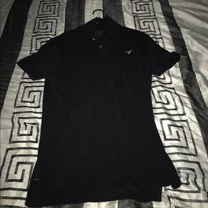 American Eagle black athletic fit polo