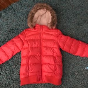 Justice Girls bright coral puffer coat