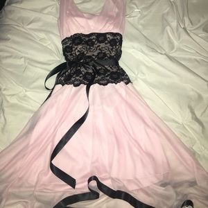 Formal pink and black lace/ribbon dress