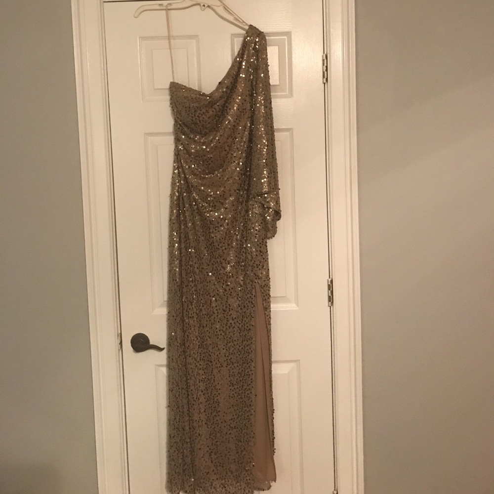 Long gold sequin formal dress