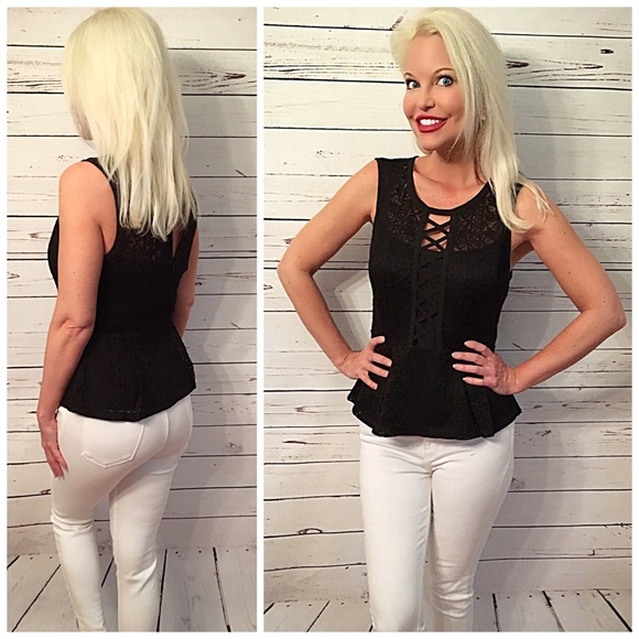 LAST 1!! 💕😊lace detail stretch peplum top! - Picture 4 of 7