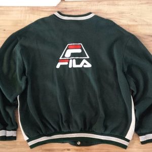 Vintage Fila Varsity Jacket XL Snap Buttons Green