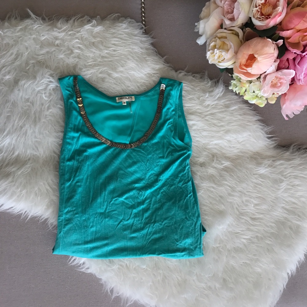 Teal open back tank