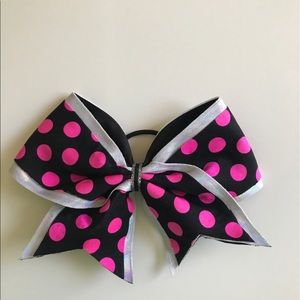 Pink and Black Polka Dot Cheer Bow