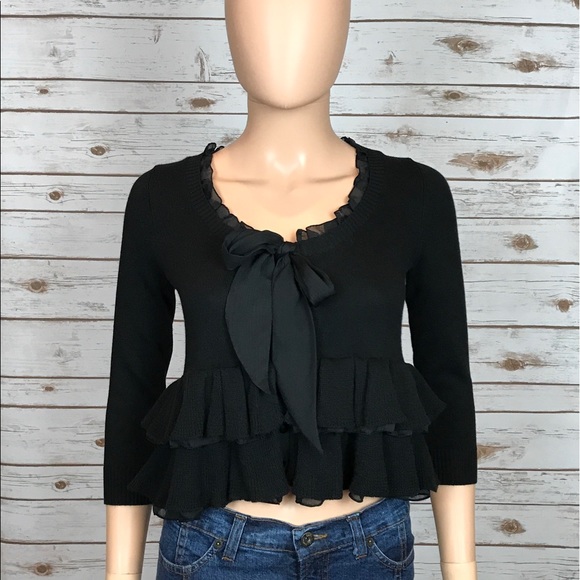 Black Betsey Johnson Ruffled Sweater NWT - Picture 1 of 8