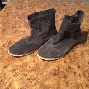Grey Suede Pull on Booties Size 9