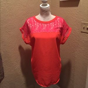 Bright coral short w/ lace top.