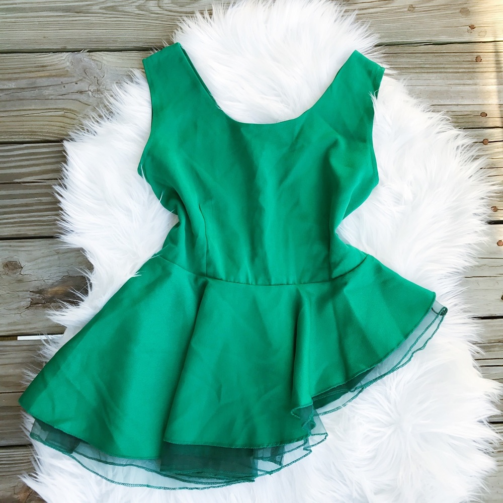 Green silky top