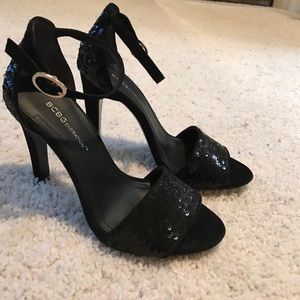 BCBG Sequin Ankle Strap Heels