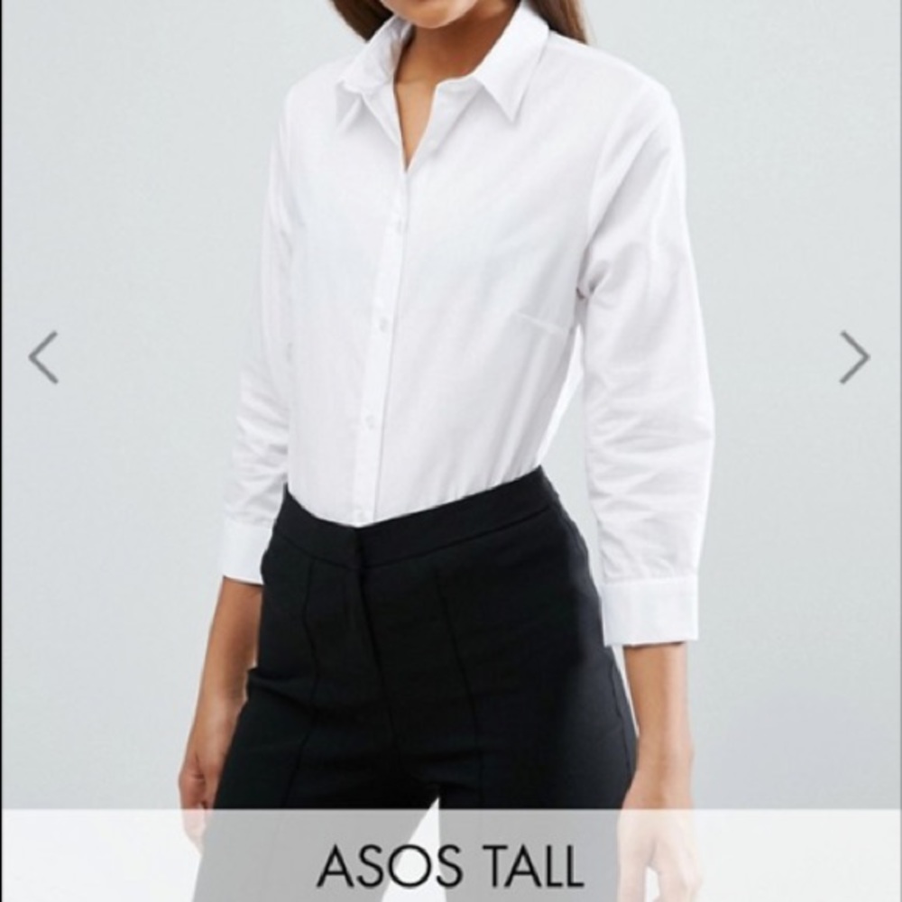 ASOS TALL 3/4 Sleeve White Shirt