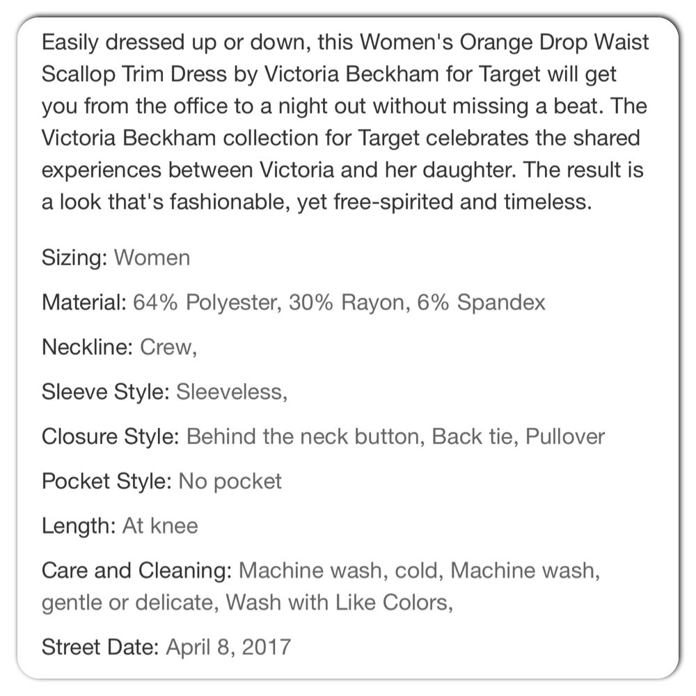 Victoria Beckham Orange Drop Waist Scallop Dress - Picture 4 of 4