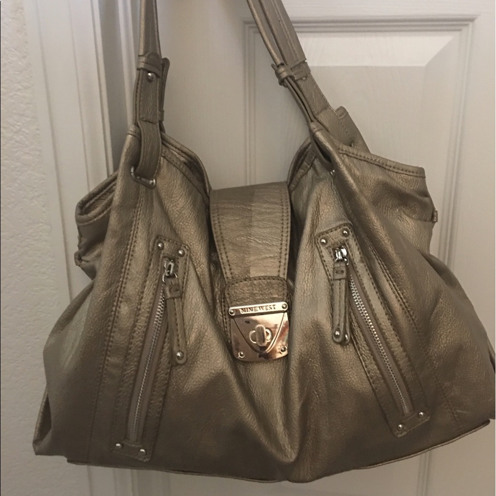 NINE WEST metallic gold bag