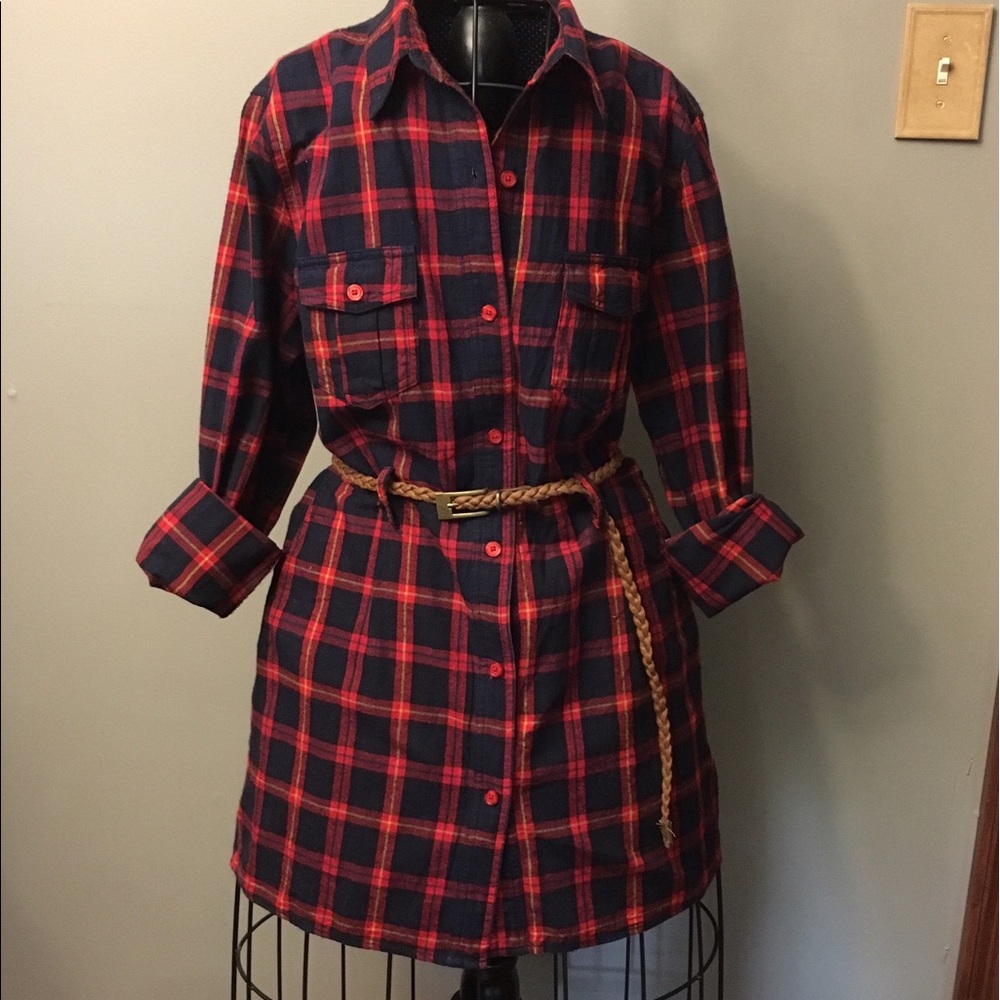 Plaid shirt dress